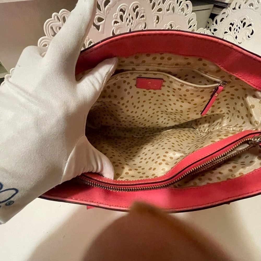 Kate Spade Neon Coral Pink Leather Tote - Picture 13 of 16